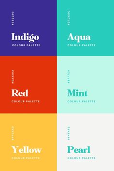 four color palettes with different font styles