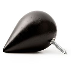 a black object with a screw in it's center on a white background that appears to be upside down