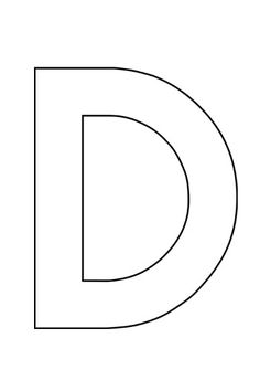 the letter d coloring page is shown in black and white, with an outline of the letter