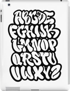 graffiti alphabets and numbers in black and white ink on a white background, with the letters