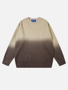 Material: 42% Acrylic, 30% Polyester, 28% Nylon.Clothing details: Gradient.MODEL INFOFemale 5'4 (162cm) 110 lbs (50kg) Size: S 
Male 5'10 (178cm) 150 lbs (68kg) Size: L SIZE GUIDE Trendy Brown Sweater For Streetwear, Brown Relaxed Fit Sweater For Streetwear, Casual Brown Sweater, Y2k Gradient, Gradient Sweater, Vibrant Gradient, Underground Clothing, Top Streetwear Brands, Aelfric Eden