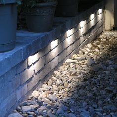 STB06 3W Low Voltage Retaining Wall Step Lights LED Hardscape Paver Lighting. Retaining Wall Steps, Wall Brick, Landscape Lights, Brick Garden, Outdoor Stone, Pillar Lights