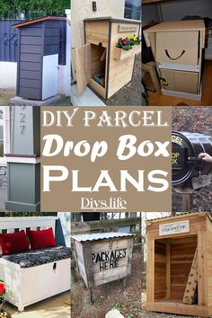 DIY Parcel Drop Box Front Porch Package Drop Off, Deck Box Diy, Mail Drop Box, Package Mailbox, Porch Boxes, Outdoor Improvements, Diy Mail