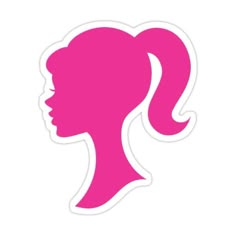 the silhouette of a woman's head in pink