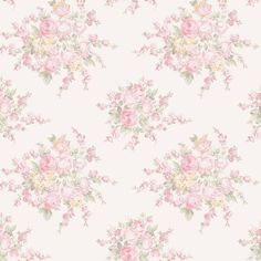 a floral wallpaper with pink flowers and green leaves on the bottom half of it