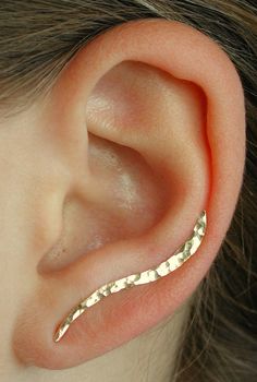 NEW SMOOTH FINISH Wave  Single Side  Gold Filled by ChapmanJewelry, $18.00 Blue Pics, Gold Ear Climbers, Ear Pin, Silver Ear Climbers, Ear Crawler, Earring Pins, Ear Climber, Ear Pins, Hammered Earrings