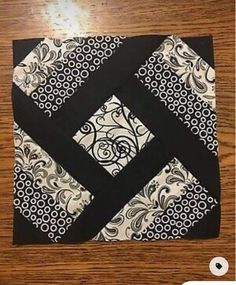 a piece of black and white quilted material