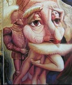 an artistic painting on the side of a building shows two women hugging and one man standing behind her