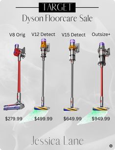 three different types of vacuums with prices