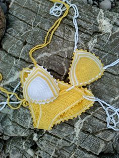 crochet bikini White-Yellow Crochet Swimwear Bikini Crochet Beach Bag Crochet, Tote Crochet, Beige Crochet, Yellow Crochet, Crochet Swimwear, Crochet Short, Crochet Handbag, Woman Bag, White Bikinis