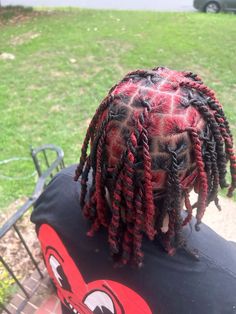 #locstyles #twostrandtwists #locs #redlocs Dread Color Ideas Locs For Men, Reverse Dyed Locs, Loc Dye Ideas, Locs Women, Dyed Locs, Purple Dreads, Dyed Dreads, Colored Dreads, Barrel Twist