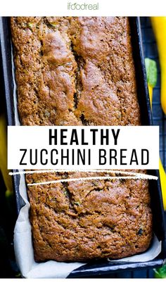 healthy zucchini bread in a pan with bananas