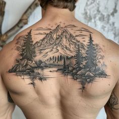 Artistic Meaningful Tattoos For Men Tattoo Sketches Mountain Range Tattoo Men, Mens Matching Tattoos, Mens Fine Line Tattoos, Fishing Tattoo For Men, Nature Back Tattoo, Men Tattoo Sketches, Boyfriend Tattoos, Inside Bicep Tattoo Mens