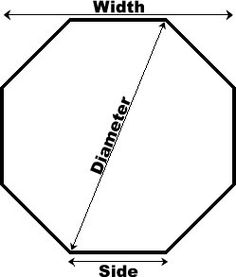 a diagram showing the width of a hexagonal pentagon with side and center sides