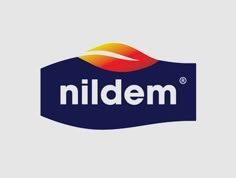 the nildem logo is shown on a gray background with an orange and yellow stripe