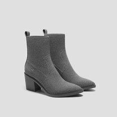 Pointed-Toe Western Ankle Boots (Whitney), RICH GREY WATER RPT, EU35 Grey Ankle Boots Outfit, Ankle Boots Outfit, Stable Block, Boots Outfit Ankle, Grey Ankle Boots, Western Ankle Boots, Smart Casual Style, Grey Booties, Grey Boots