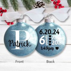 CHRISTMAS DEADLINE: WED 12/11 - Order by midnight Wednesday, December 11 for USPS estimated delivery before December 25. All orders placed after this deadline will ship after Jan 1. Welcome a precious new arrival with our beautifully designed "Welcome Baby" ornament. This cherished keepsake features personalized birth stats including the baby's name, birth date, time, weight, and height, making it a special memento for any new parent. Ideal for new parents, grandparents, and family members, this Newborn Ornament Diy Baby Keepsake, New Baby Ornament Diy, Christmas Baby Decorations, Diy Ornaments Baby, Babies First Christmas Ornaments Diy, Babies First Christmas Gift Ideas, Newborn Christmas Ornament, New Baby Ornament, Newborn Ornament Diy