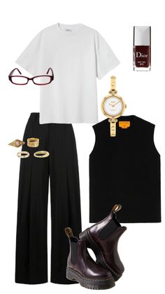 How To Look Polished, Outfit Ideas For Dinner, Black Wide Leg Pants Outfit, Corporate Outfit, Outfits Styling, Look Polished, Dress Up Outfits, Formal Casual