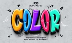 the colorful text is displayed on a gray background with black and white lettering that says color