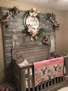 Rustic Nursery Room Ideas, Nursery Floral, Rustic Nursery, Baby Room Design, Rustic Baby, Nursery Baby Room, Baby Time, Baby Bedroom