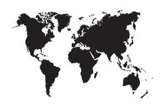 a black and white map of the world on a white background with clippings