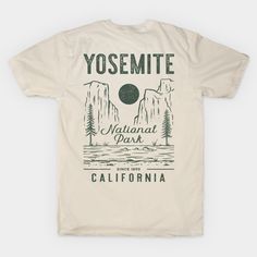 Vintage style Yosemite National Park design, with a worn look -- Choose from our vast selection of Crewneck and V-Neck T-Shirts to match with your favorite design to make the perfect graphic T-Shirt. Pick your favorite: Classic, Boxy, Tri-Blend, V-Neck, or Premium. Customize your color! For men and women. National Park Shirt Design, Vintage Yosemite, Parks Project Tees, National Park Tshirt, National Park After Dark Shirt, Vintage National Park Shirt, National Park Shirt, Parking Design, Yosemite National Park