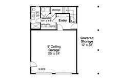 the floor plan for a garage with an attached living area and storage space on one side