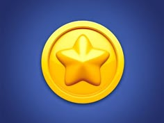 a gold star button on a blue background