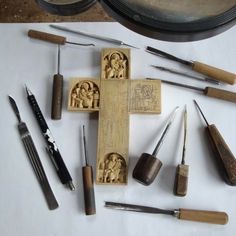 various tools are laid out on a table