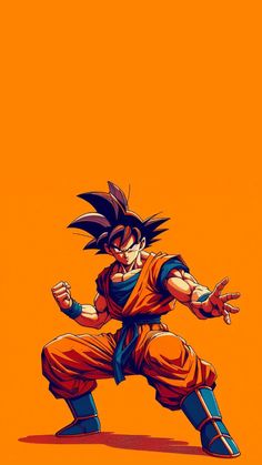 an image of the character gohan from dragon ball zokue, with orange background