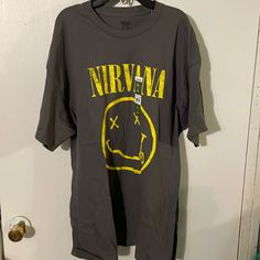 Nirvana Men Gray Shirt Size Xlarge (46-48).New With Tag Chest 24 Inches Length 31 Inches. Graphic Tee Outfit Men, Nirvana Shirt, Graphic Tee Outfits, Gray Shirt, Outfits Men, Grey Shirt, Nirvana, Graphic Tees, Tee Shirts