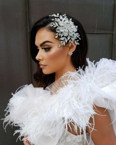 Walk down the aisle with this enchanting crystal rose hair comb from our Couture Collection. A stunning bridal hair comb featuring three-dimensional crystal petals and elegant branchy stems. This unforgettable bridal headpiece will dazzle all throughout your wedding night. Available in silver or light gold finish. -Genuine crystals - Approximately 8 inches long at the longest point and 6 inch at the widest point -Comb added for extra comfort and security -Rhodium plated, non-tarnish finish for b Bridal Hair Pieces Updo, Hair Pieces For Wedding, Bridal Rhinestone Headpiece, Bridal Accesories, Vine Jewelry, Wedding Headpieces, Bridal Headwear, Bridal Accessory, Magical Winter