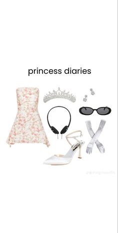 the princess's clothes and accessories are arranged in an image with text that reads, princess