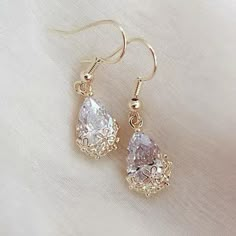 18k Gold Plated White Topaz Hypoallergenic Old Silverware, Evening Eye Makeup, Jackson Avery, Zales Jewelry, White Topaz Earrings, Gold Earrings Wedding, Future Engagement Rings, Great Nails, Pinterest Ideas