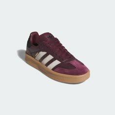 adidas Samba XLG Shoes - Burgundy | Free Shipping with adiClub | adidas US Adidas Samba Outfit Women Autumn, Women’s Adidas Shoes, Adidas Shoes Women Outfit, Sambas Adidas Women, Outfits With Adidas, Adidas Samba Outfit Women, Maroon Adidas, Adidas Samba Outfits, Soccer Trainer