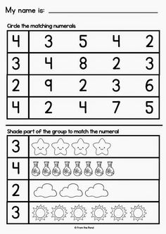 the worksheet for numbers 1 to 10 is shown in black and white, which includes