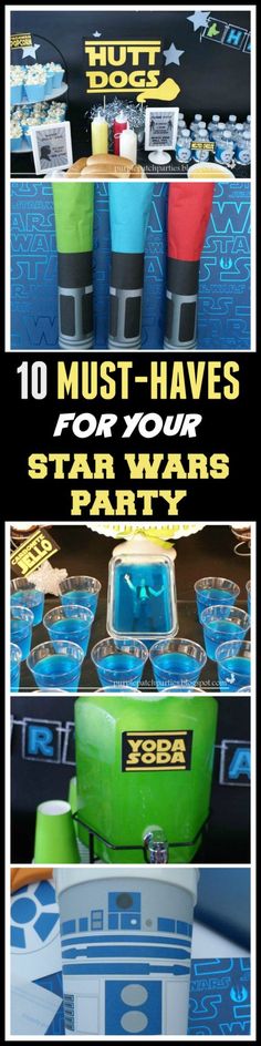 the star wars party is ready to be filled with treats and drinks for your next birthday