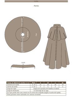 the pattern for a cape and skirt is shown