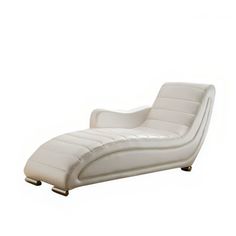 a white leather chaise lounge chair