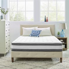 an image of a mattress that is in the middle of a room with white walls