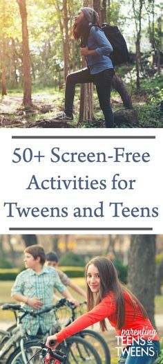 50  Screen-Free Activities for Tweens and Teens #teens #tweens #screenfreeactivities #screenfree #TeenActivities #TweenActivities #TeenTechFreeActivities #NoTechActivities #ParentingTeens #RaisingTEens #SummerActivitiesforTeens Screen Free Activities For Teens, Summer Activities For Teens, Teen Activities, Raising Teenagers, Independent Activities, Screen Free Activities, Activities For Teens, Boredom Busters