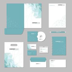 stationery set with business cards, cd and envelopes on grey background stock illustration