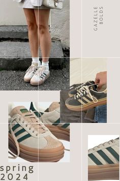 ad | adidas gazelle sneakers for spring 2024 outfits. perfect for euro trip outfit ideas Adidas Platform Gazelle Outfit, Adidas Gazelle Outfit Women 2023, Spring Sneakers 2024, Sneakers Summer 2024, Platform Adidas Gazelle, Adidas Dress Outfits, Gazelle Bold Shoes Outfit