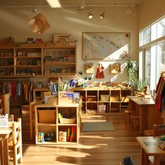 a room filled with lots of wooden furniture