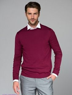 Wine Sweater Outfit, Maroon Sweater Outfit, Sweater Outfit Men, Wine Red Sweater, Red Top Outfit, Red Sweater Outfit, Wine Sweater, Mens Office Wear