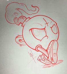 a drawing of an angry bird with its mouth open and tongue out, on a piece of paper