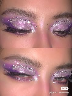 Maquillage Yeux Cut Crease, Rhinestone Makeup, Rave Makeup, Swag Makeup, Purple Makeup, Smink Inspiration, Ethereal Makeup, Makijaż Smokey Eye, Eye Makeup Designs