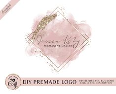 a pink and gold logo with the words sequin kity permanented makeup on it