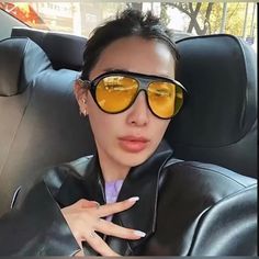 New Oversized One-Piece Sunglasses-Yellow Tint -Anti Glare Lens -Cleaning Cloth -Protective Carrying Bag (Color May Vary) Yellow Tinted Sunglasses, Personalized Sunglasses, Outdoor Sunglasses, Summer Sunglasses, Family Fashion, Tinted Sunglasses, Oval Sunglasses, Boutique Accessories, Same Style