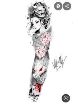 a woman with flowers on her arm is shown in black and white, as well as the